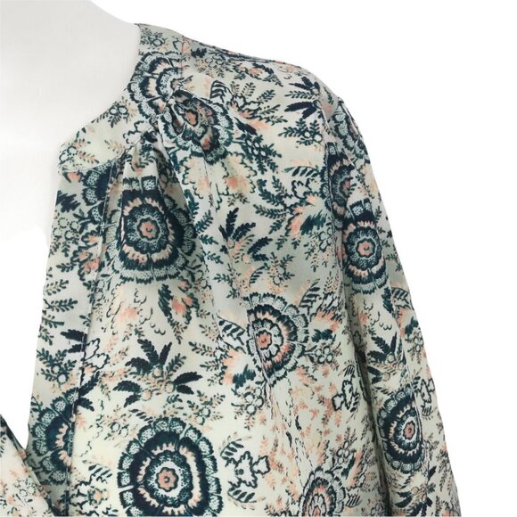 Maurices Sheer Popover Boho Blouse Size S Ethnic Floral Paisley 3/4 Sleeves - Picture 3 of 12